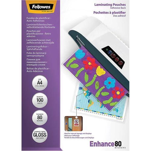 Fellowes Laminierfolie A4 80 mic selbstklebend - 100 Stück