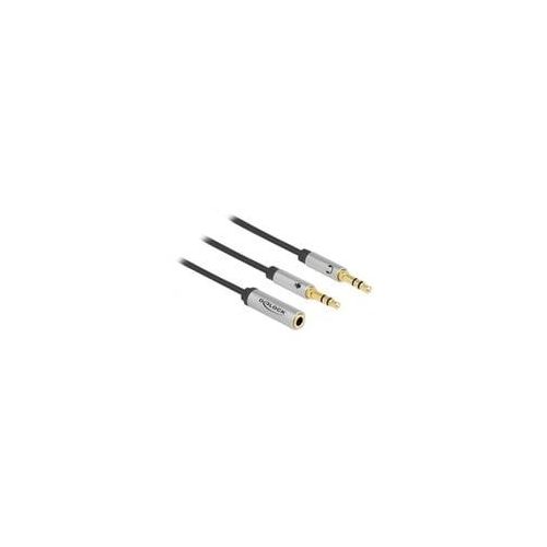 Headset Adapter 3,5mm 4 Pin Klinkenbuchse > 2x 3,5mm 3Pin Klinkenstecker schwarz/silber, 25cm