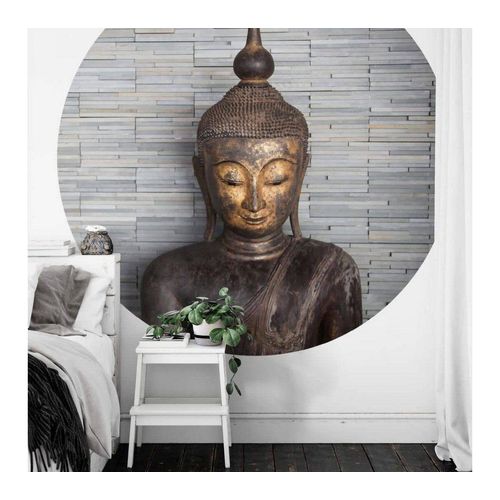 K&L Wall Art Fototapete »Runde Fototapete Feng-Shui Tapete Buddha Vliestapete Yoga Meditation Wand Deko