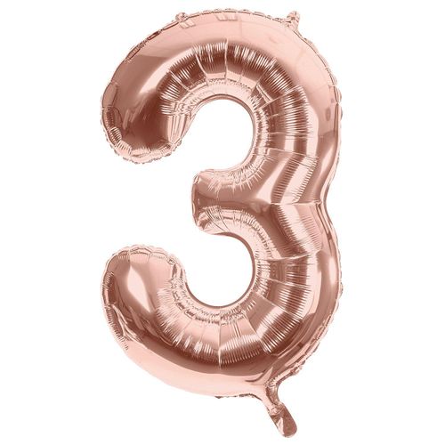 Folienballon "3", rosé, 86 cm