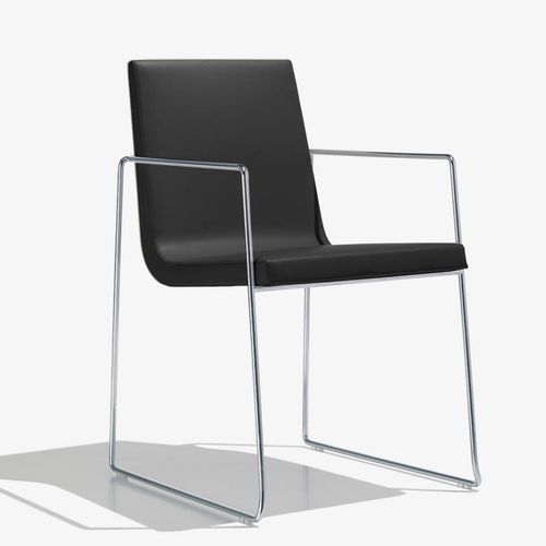 Andreu World Lineal Comfort Stuhl mit Armlehnen, Echtleder, SO-0595#1824,