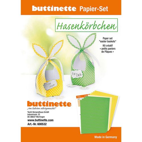 buttinette Bastel-Set "Hasenkörbchen", gelb und grün, 4 Körbchen