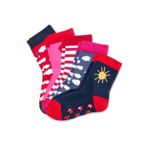 5 Paar ABS-Socken aus Bio-Baumwolle - Weiss/Gestreift - Kinder - Gr.: 31-34