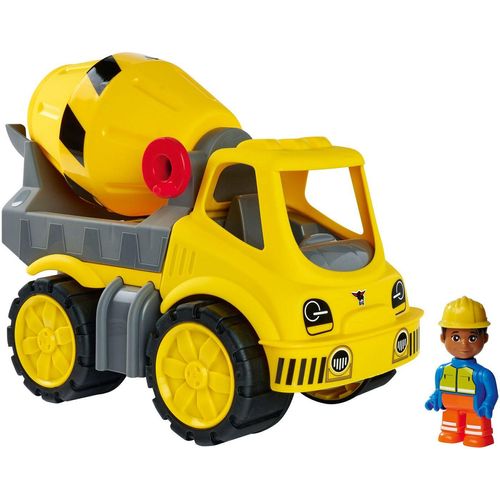 BIG Spielzeug-Betonmischer Power-Worker Zementmischer+ Figur, Made in Germany, gelb