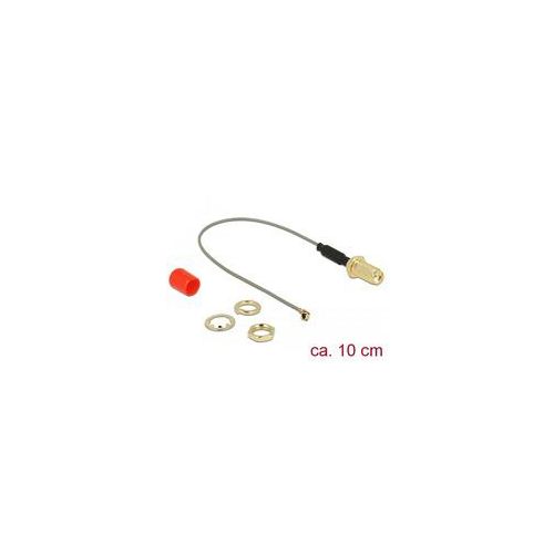 Antennenkabel SMA (Buchse zum Einbau) ></noscript> MHF (Stecker) grau/gold, 10cm