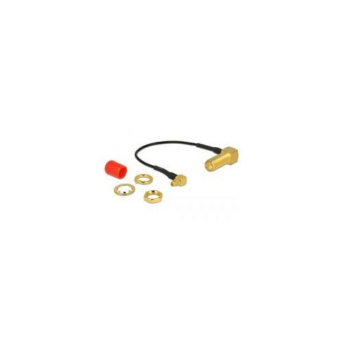 Antennenkabel SMA 90° (Buchse zum Einbau) ></noscript> MMCX 90° Stecker, Adapter grau/gold, 10cm