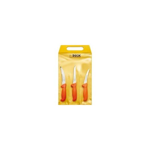 ErgoGrip Messersatz Jagd, Outdoor, 3-teilig orange, Aufbrechmesser mit Anschnittwelle, 2 Ausbeinmesser