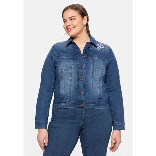 Große Größen: Kurze Jeansjacke mit Trachten-Stickereien, blue Denim, Gr.56