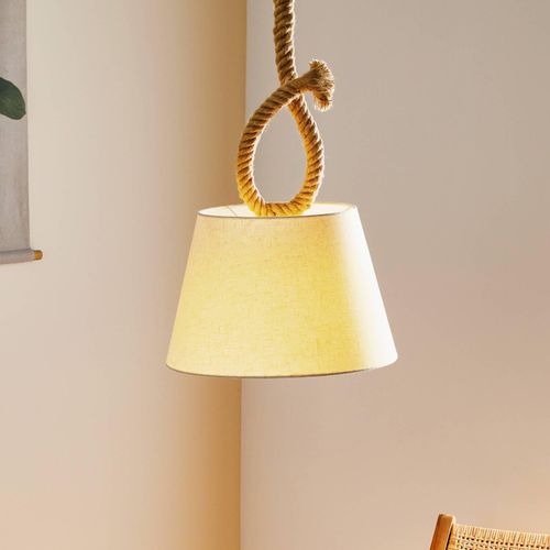 Hängelampe Rope mit Naturseil und Textilschirm