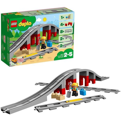 LEGO® Konstruktionsspielsteine Eisenbahnbrücke und Schienen (10872), LEGO® DUPLO® Town, (26 St), Made in Europe, grau