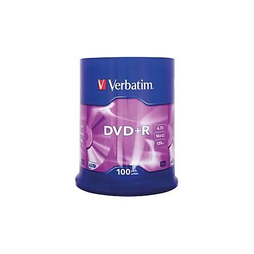 Verbatim® DVD+R, bis 16fach, 4,7 GB/120 min, 100er-Spindel