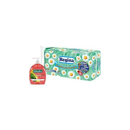 Regina Toilettenpapier 16 Rollen á 150 Blatt, 3-lagig + Palmolive Flüssigseife GRATIS