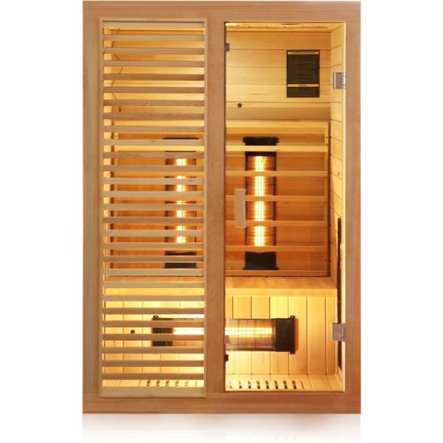 Dewello® Infrarotkabine Infrarotsauna HAMLIN 130cm x 105cm inkl. 5 Vollspektrumstrahler, Bodenstrahler, 2 Personen, LED