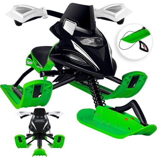 KESSER® Lenkschlitten mit 2 Fußbremsen Automatisches Zugseil Federung Kufenlenkung Bob Kinderschlitten Rodel Schlitten Skiboblenkschlitten