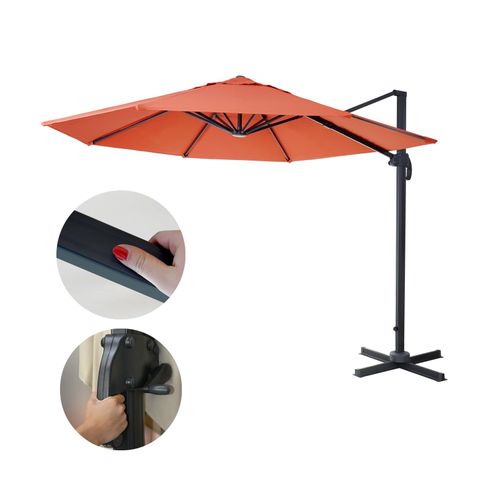 Gastronomie-Ampelschirm MCW-A96, Sonnenschirm, rund Ø 3m Polyester Alu/Stahl 23kg ~ terracotta ohne Ständer