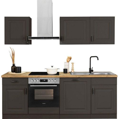 wiho Küchen Küchenzeile Erla, mit Hanseatic-E-Geräten, Breite 220 cm, extra kurze Lieferzeit, grau