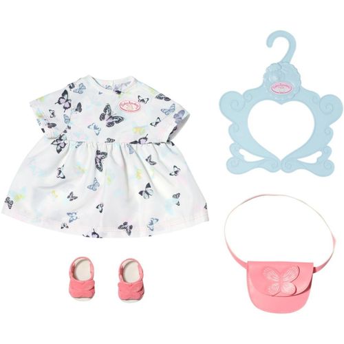 Baby Annabell Puppenkleidung Deluxe Kleid Set, 43 cm, mit Kleiderbügel, blau|rosa|weiß
