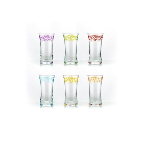 Crystalex Longdrinkglas »Grace (bunte Gravur) Longdrinks 340 ml 6er Set«, Kristallglas, bunte Gravur, Kristallglas, weiß