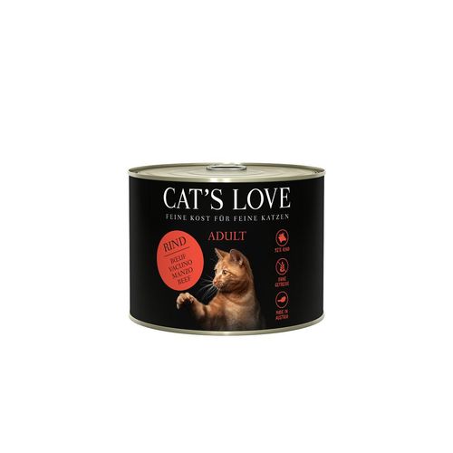 Cat's Love Nassfutter Rind Pur mit Distelöl und Löwenzahn 6x200g