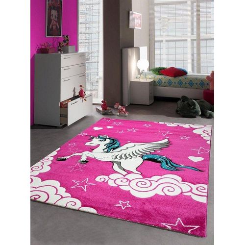 Kinderteppich Kinderteppich Spielteppich Kinderzimmer Mädchen Teppich Einhorn Pink
