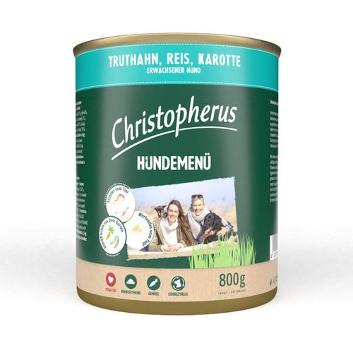 Christopherus Hundemenü mit Truthahn, Reis und Karotte 12x800g