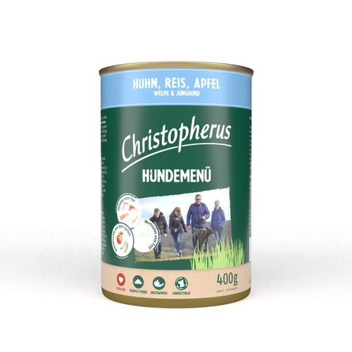 Christopherus Hundemenü Junior Huhn, Reis und Apfel 12x400g