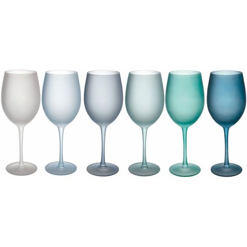 Villa d’Este Weinglas Happy Hour Ocean, Glas, Gläser-Set, 6-teilig, Inhalt 550 ml, blau|bunt