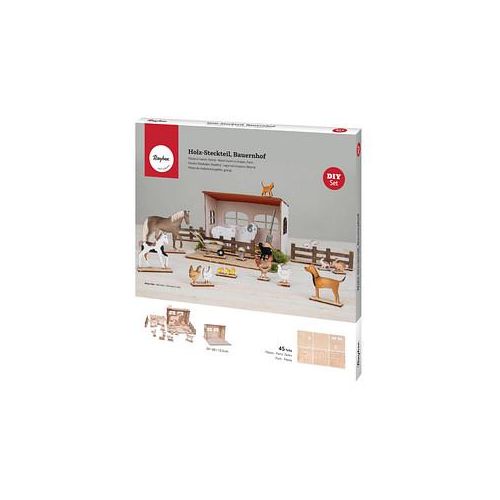 Rayher Holzbausatz Bauernhof 45-tlg. beige