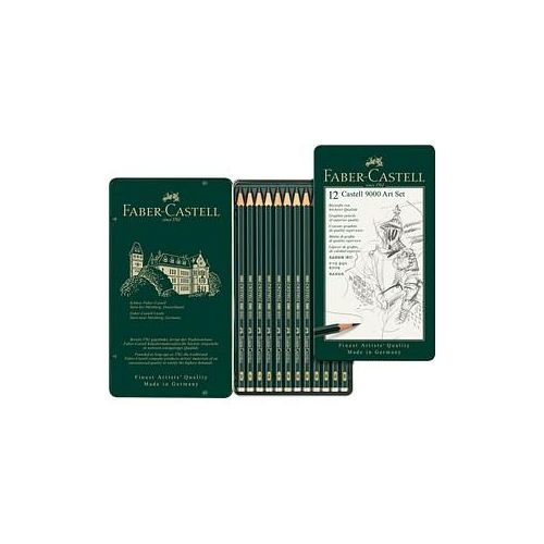 FABER-CASTELL Castell 9000 Art Set Bleistift-Set B, H, HB, 2H, 2B, F, 3B, 4B, 5B, 6B, 7B, 8B grün, 12 St.