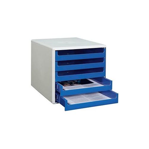 M&M Schubladenbox blau DIN A4 mit 5 Schubladen