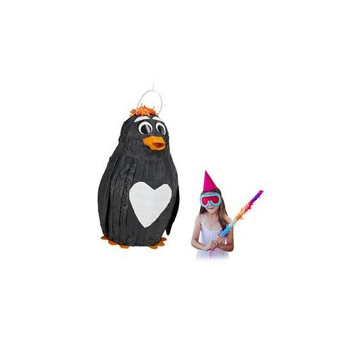 relaxdays Piñata schwarz Pinguin