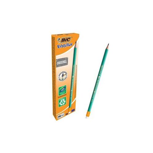 BIC ECOlutions EVOLUTION 655 Bleistifte HB grün mit Radierer, 12 St.