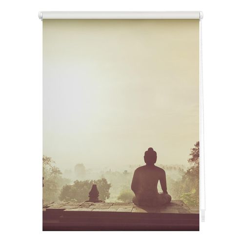 Lichtblick Rollo Klemmfix, ohne Bohren, blickdicht, Tempel Borobudur - Orange