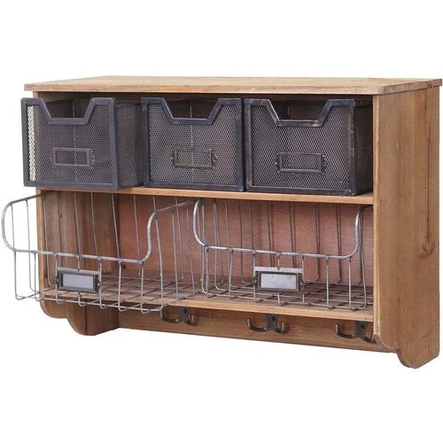 Küchenregal HHG 318, Haushaltsregal Regal, Tanne Holz Vintage Patchwork 42x60x24cm – brown