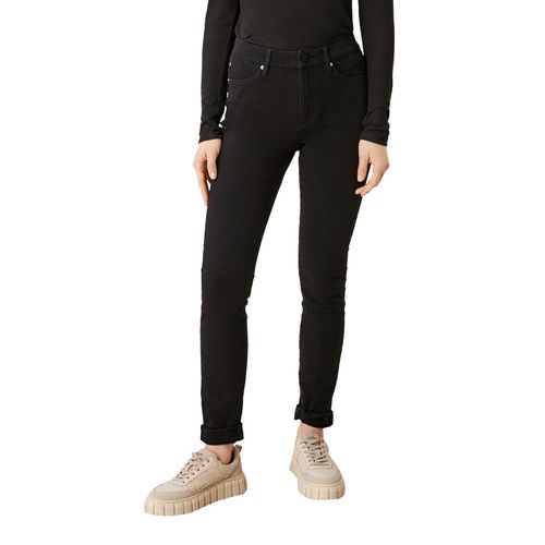 Skinny Jeans mit High-Waist-Bund, im cleanen Stil, black Denim, Gr.40