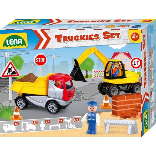 Lena® Spielzeug-Kipper Truckies Set Baustelle, inkluisve Spielzeug-Bagger und Spielfigur; Made in Europe, bunt|gelb