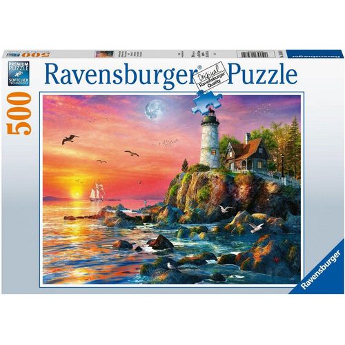 Ravensburger Puzzle Leuchtturm am Abend, 500 Puzzleteile, Made in Germany, FSC® - schützt Wald - weltweit, bunt