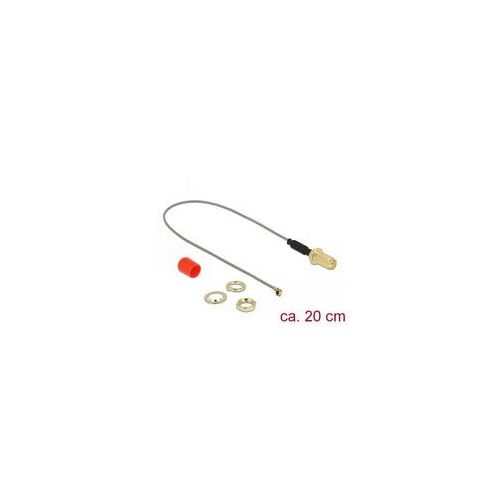 Antennenkabel RP-SMA (Buchse zum Einbau) ></noscript> MHF (Stecker) grau/gold, 20cm