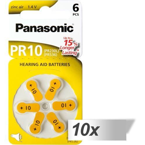 10x1 Panasonic PR 10 Hörgeräte Zellen Zinc Air 6er Rad