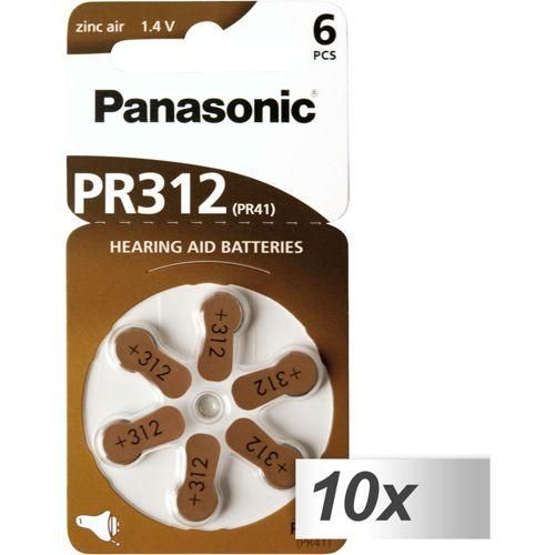 10x1 Panasonic PR 312 Hörgeräte Zellen Zinc Air 6er Rad