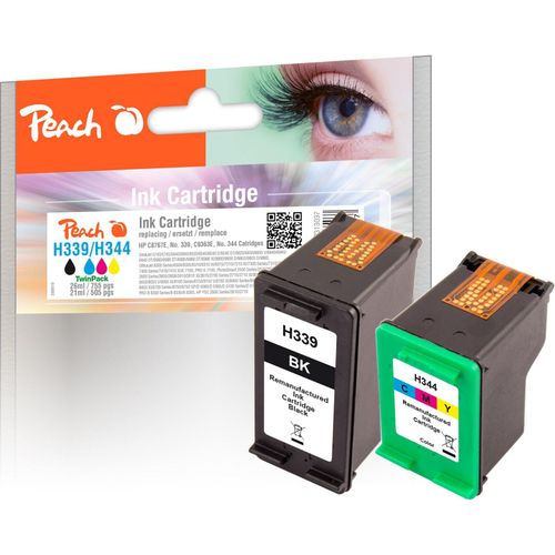 Peach HP 339 2 Druckköpfe XL (bk, col) ersetzt HP No. 339, No. 344, C8767E, C9363E für z.B. HP DeskJet 5700, HP DeskJet 5740, HP DeskJet 5745 (wiederaufbereitet)