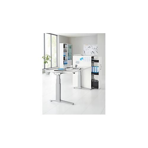 Schäfer Shop Genius 2-tlg. Büromöbel-Set, Schreibtisch ERGOSTYLE, elektrisch höhenverstellbar, weiß/weißaluminium