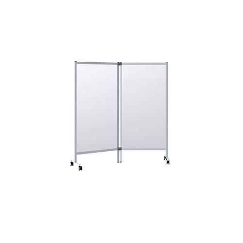 Mobile Spuckschutz-Doppeltrennwand Modell A, Acrylglas, Stärke 3 mm, B 1715 x T 390 x H 1800 mm, mit Rollen