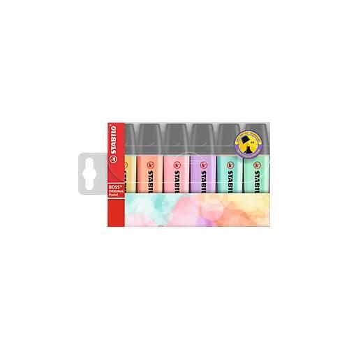 Textmarker Stabilo® Boss Original, Pastelltöne, Keilspitze, lichtbeständig, schnell trocknend, 6er-Etui