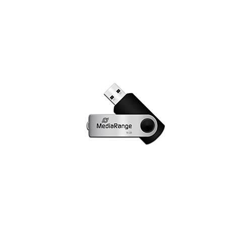 USB Stick MediaRange Serie MR, 16 GB, USB 2.0, Drehkappengehäuse, B 11 x T 11 x H 56 mm, schwarz-silber