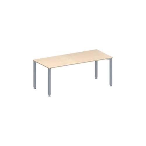Schäfer Shop Genius Konferenztisch MODENA FLEX, Rechteck, 4-Fuß Quadratrohr, B 1800 x T 800 x H 720-840 mm, Ahorn/weißaluminium RAL 9006