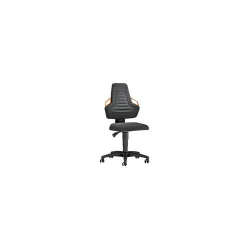 Arbeitsdrehstuhl, Rollen, Supertec schwarz, Griffe orange