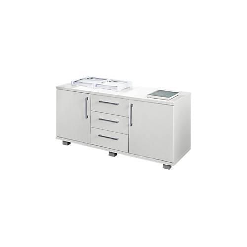 Schäfer Shop Genius Sideboard, 3 Schübe & 2 Türen, Metallgriffe, B 1200 x T 500 x H 600 mm, weiß/weiß