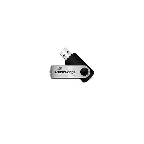 USB Stick MediaRange Serie MR, 4 GB, USB 2.0, Drehkappengehäuse, B 11 x T 11 x H 56 mm, schwarz-silber