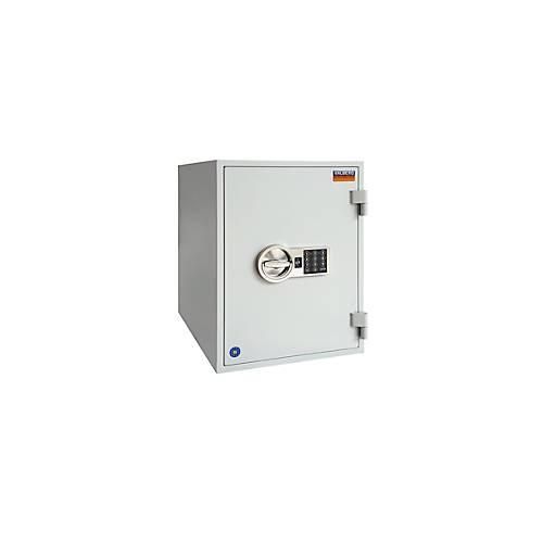 Tresor FRS 51, Feuerwiderstand LFS 60P nach EN 15659, Sicherheitsstufe S 2, Elektronikschloss, 2 Fachböden, B 445 x T 425 x H 510 mm, lichtgrau RAL 7035